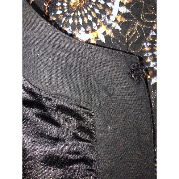 Chicos Embroidered Jacket Size 2 US L 12 Black Embroidered Metallic Sequin Beads - Picture 8 of 11